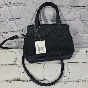 Y2K Nine West Black Flower Power Mini Bag Purse Crossbody Vintage New NOS
